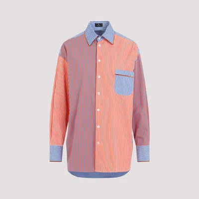 Etro Oversized Striped Cotton Poplin Patchwork-style Shirt