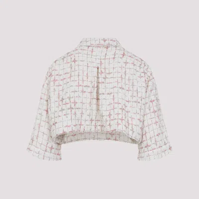 Giambattista Valli Knitted Grid-pattern Cropped Shirt