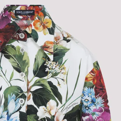 Dolce & Gabbana Multicolor Cropped Shirt With Tie Closure On The Front And All-over Floral Print In Cotton Woman