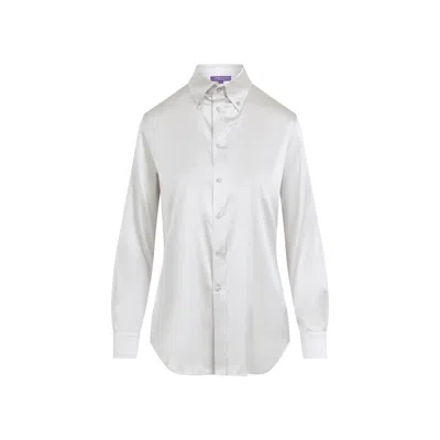 Ralph Lauren Cameron Long Sleeves Silk Button Front Shirt In White