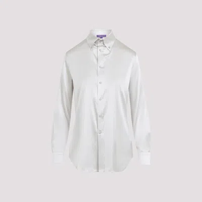 Ralph Lauren Cameron Long Sleeves Silk Button Front Shirt In White