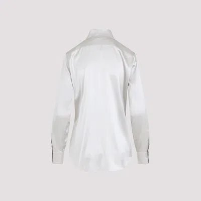 Ralph Lauren Cameron Long Sleeves Silk Button Front Shirt In White