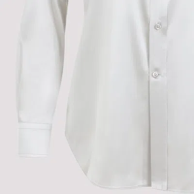 Ralph Lauren Cameron Long Sleeves Silk Button Front Shirt In White