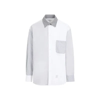 Thom Browne White Cotton Funmix Oversized Long Sleeve Shirt In White