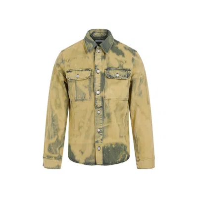 Dries Van Noten Mens Lime Washed Flap-pocket Denim Jacket