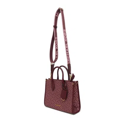 Pre-owned Michael Kors Wine Canvas Handbag Shoulder Bag ()