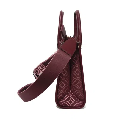Pre-owned Michael Kors Wine Canvas Handbag Shoulder Bag ()