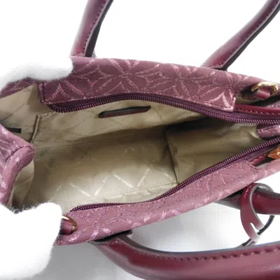 Pre-owned Michael Kors Wine Canvas Handbag Shoulder Bag ()