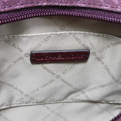 Pre-owned Michael Kors Wine Canvas Handbag Shoulder Bag ()