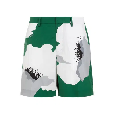 Valentino Garavani Printed Cotton Bermuda Shorts In Green