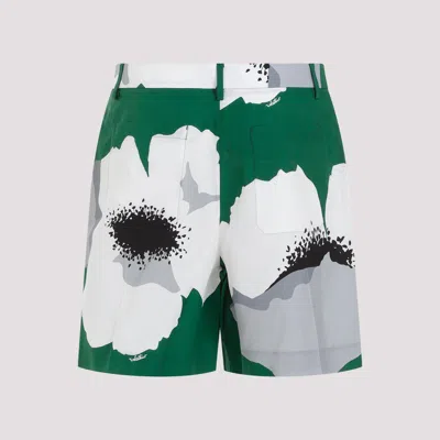 Valentino Garavani Printed Cotton Bermuda Shorts In Green