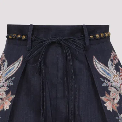 Zimmermann Womens Navy Multi Paisley Rhiannon Floral Linen Shorts Xs
