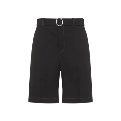 Jil Sander Belted Bermuda Shorts In Black