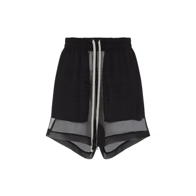 Rick Owens Asymmetric Hem Silk Shorts