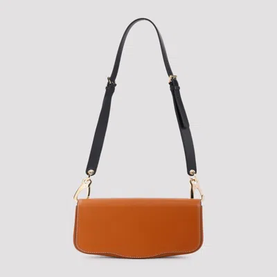 Valentino Tan Brown Calf Leather Logo Small Shoulder Bag