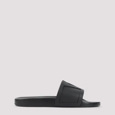Valentino Garavani Black Sandals With Vlogo Detail On The Front In Tech Fabric Man