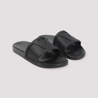Valentino Garavani Black Sandals With Vlogo Detail On The Front In Tech Fabric Man