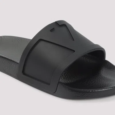 Valentino Garavani Black Sandals With Vlogo Detail On The Front In Tech Fabric Man