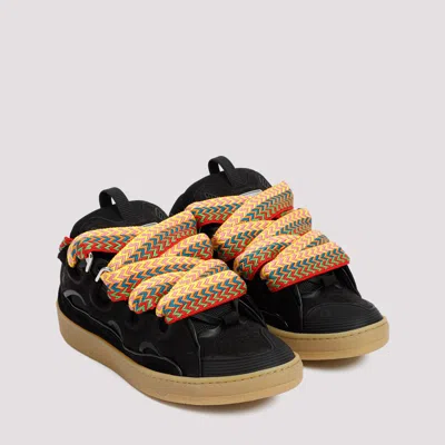 Lanvin Curb Sneakers In Leather And Suede With Multicolor Laces