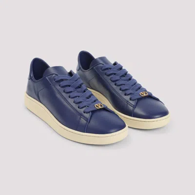 Valentino Royco Leather Sneakers With Rubber Sole In Multi