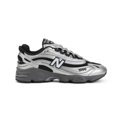 New Balance Mens Silver Metallic Green 1000 Metallic Mixed-material Trainers