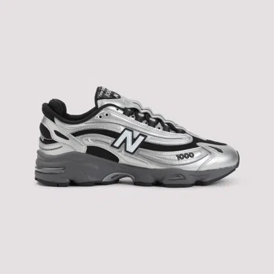 New Balance Mens Silver Metallic Green 1000 Metallic Mixed-material Trainers