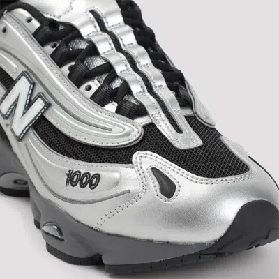 New Balance Mens Silver Metallic Green 1000 Metallic Mixed-material Trainers