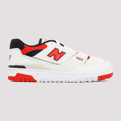 New Balance '550' White And Red Low Top Sneakers With Logo And Contrasting Details