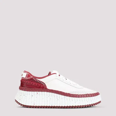 Chloé Round Toe Low-top Sneakers With Contrasting Sole In White
