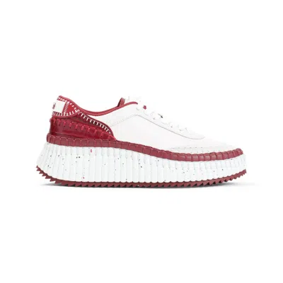 Chloé Round Toe Low-top Sneakers With Contrasting Sole In White