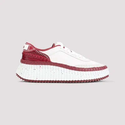 Chloé Round Toe Low-top Sneakers With Contrasting Sole In White