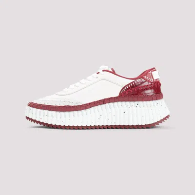 Chloé Round Toe Low-top Sneakers With Contrasting Sole In White