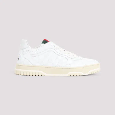 Gucci Re-web White Low Top Sneakers With Web Detail And Embossing In Leather Woman In White