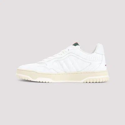 Gucci Re-web White Low Top Sneakers With Web Detail And Embossing In Leather Woman In White