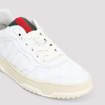 Gucci Re-web White Low Top Sneakers With Web Detail And Embossing In Leather Woman In White