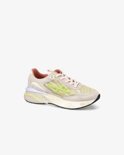 Premiata Pastel Multicolor Sneakers With Suede Accents In Neutral
