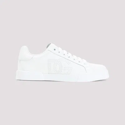 Dolce & Gabbana Women Portofino Low-top Leather Sneakers With Lateral Monogram