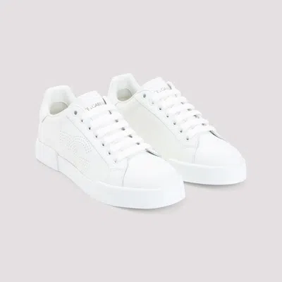 Dolce & Gabbana Women Portofino Low-top Leather Sneakers With Lateral Monogram