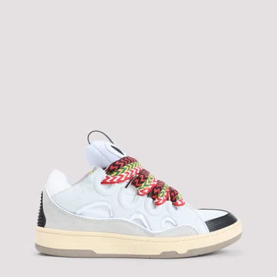 Lanvin White Sneakers With Textured Surfaces And Patterned Laces