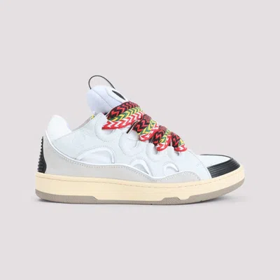 Lanvin White Sneakers With Textured Surfaces And Patterned Laces