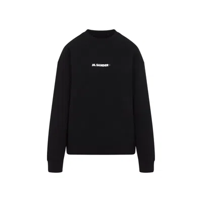 Jil Sander Oversized Crewneck Sweatshirt With Front Logo In Black
