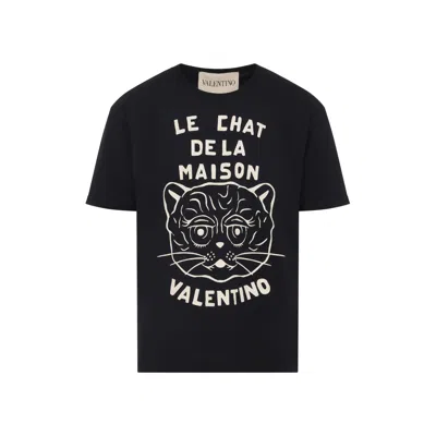 Valentino Garavani T-shirt With Le Chat De La Maison Print In Black