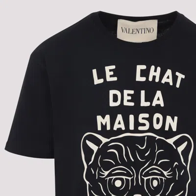 Valentino Garavani T-shirt With Le Chat De La Maison Print In Black