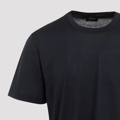 Brioni Silk-blend Crewneck T-shirt In Blue