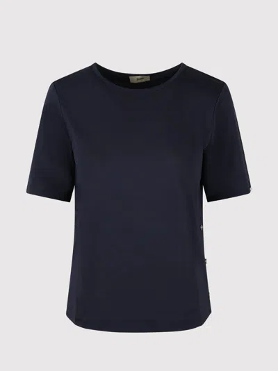 Herno Ever Cotton Interlock And Monogram Lurex T Shirt T-shirts Blue