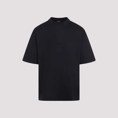 Giorgio Armani Mens Blue Navy Script Logo-embroidered Cotton-jersey T-shirt In Black