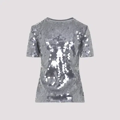 Sportmax Fitted Grey T-shirt With Hexagonal Sequin Detailing