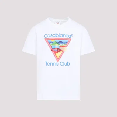 Casablanca Cotton Crew Neck T-shirt With Graphic Print In White