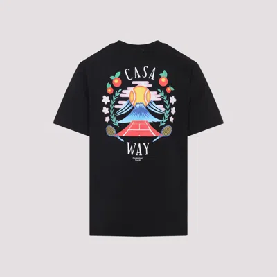 Casablanca Casa Way Mountain Printed Organic Cotton-jersey T-shirt In Black