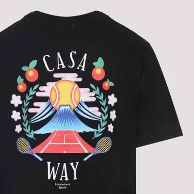 Casablanca Casa Way Mountain Printed Organic Cotton-jersey T-shirt In Black